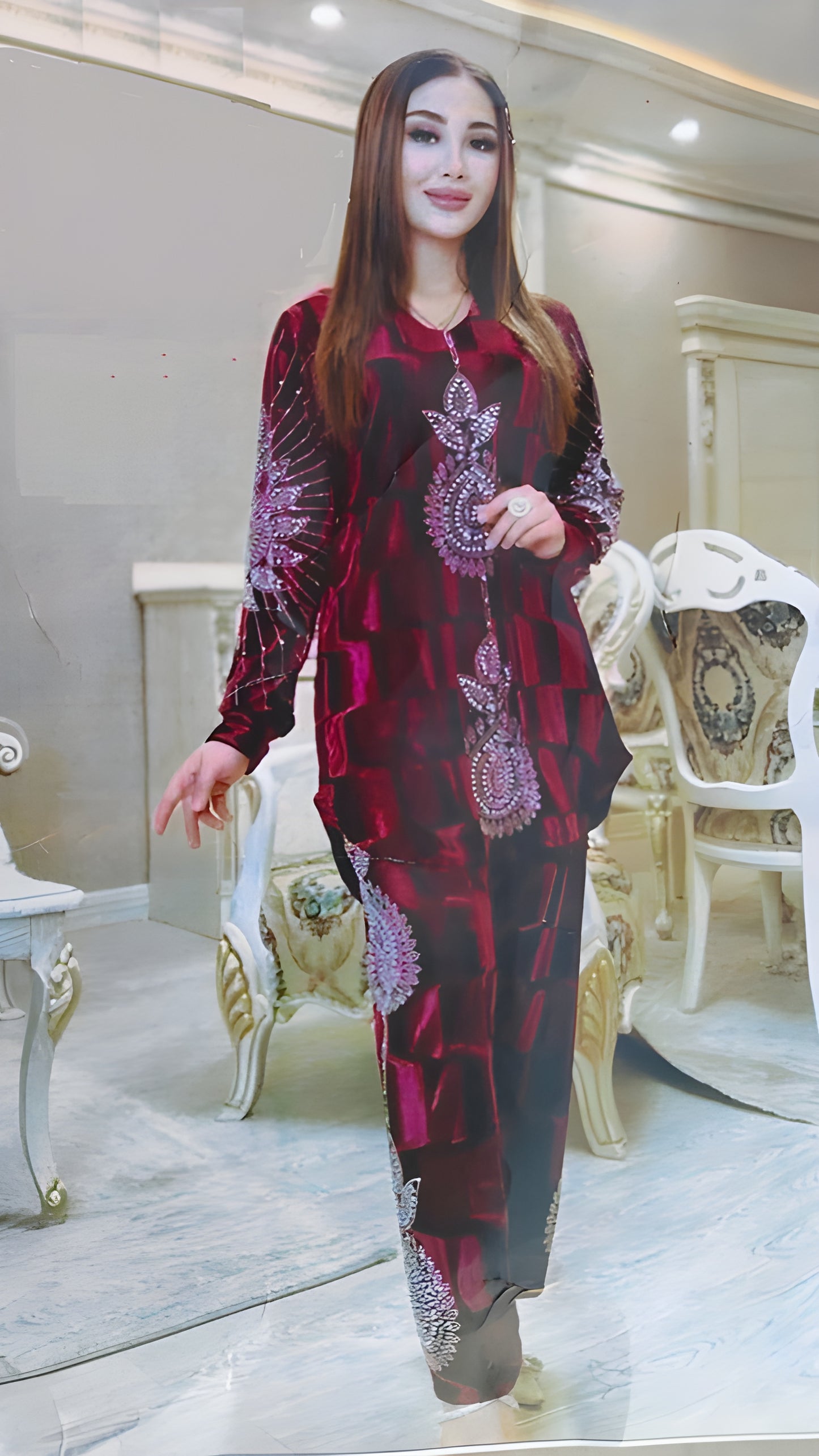 Women Velvet Co ord Set/ Top and Pallazo Set