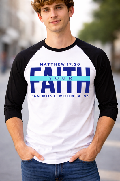 "Faith" Black White Unisex Raglan T-Shirt