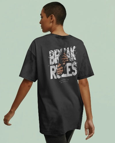 "Break Rules" Unisex Acid Washed Oversized Tee