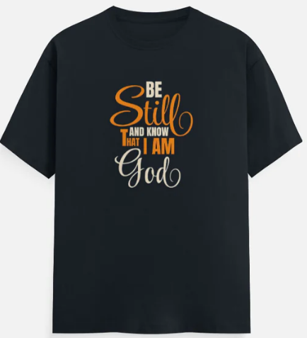 "Be still and know that I am God" Unisex Cotton Tshirts Navy Blue